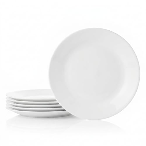 Vitrelle 6 Piece Salad Appetizer Plate Set Triple Layer Glass and Chip Resistant (6PC 6.75" Appetizer Plate)