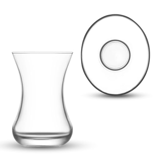 Turkish Tea Glass Set of 6 with Saucers (6 Count)