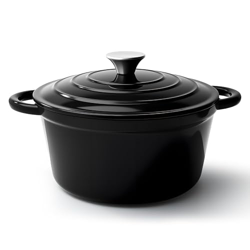 6 Quart Dutch Oven Pot with Lid (6 QT / Black)
