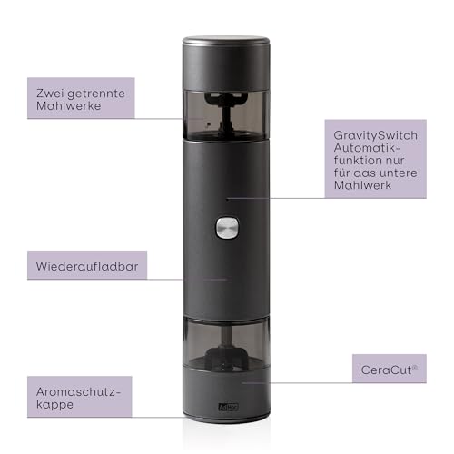 Electric pepper and salt mill double imill duo dark gray