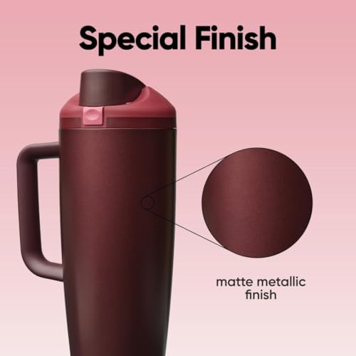 FreeSip Tumbler Stainless Steel Water Bottle 40 oz Black Cherry (Black Cherry / 40 Ounces)