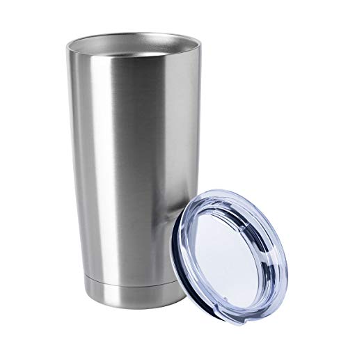 20oz Tumblers Bulk Stainless Steel Cups with Lid Double Wall Vacuum Insulated Coffee Mugs for Cold & Hot Drinks Pack (Stainless Steel-A / 1 Count (Pack of 1))