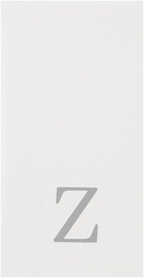 Luxenap 15.8 X 7.9 Inch Linen-Feel Guest Towels, 2000 Lettered Hand Towels - Silver Letter 'Z', Sans Serif Font, White Paper Dinner Napkins, airlaid, For Restrooms And Tables - Restaurantware