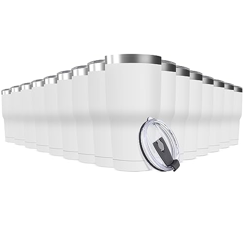 30oz Stainless Steel Travel Mug with Lid (White / 16 Count (Pack of 1))