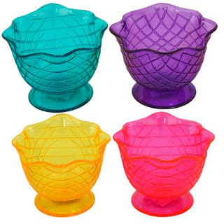 Set of 4 Ice Cream Dishes Waffle Cone Pattern in 4 Assorted Bright Summer Colors Ice Cream Social Ice Cream Party dishes Birthday Ice Cream dish (4 Count)