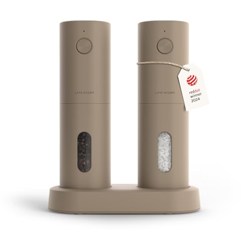 Electric Salt and Pepper Grinder Set (Taupe Brown / Set of two electric grinders)