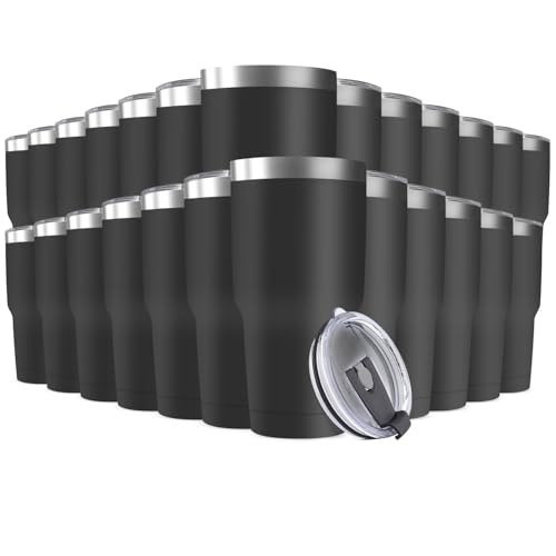 30oz Stainless Steel Travel Mug with Lid (Black / 25 Count (Pack of 1))