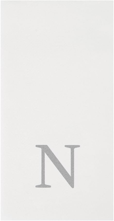 Luxenap 15.8 X 7.9 Inch Linen-Feel Guest Towels, 2000 Lettered Hand Towels - Silver Letter 'N', Sans Serif Font, White Paper Dinner Napkins, airlaid, For Restrooms And Tables - Restaurantware