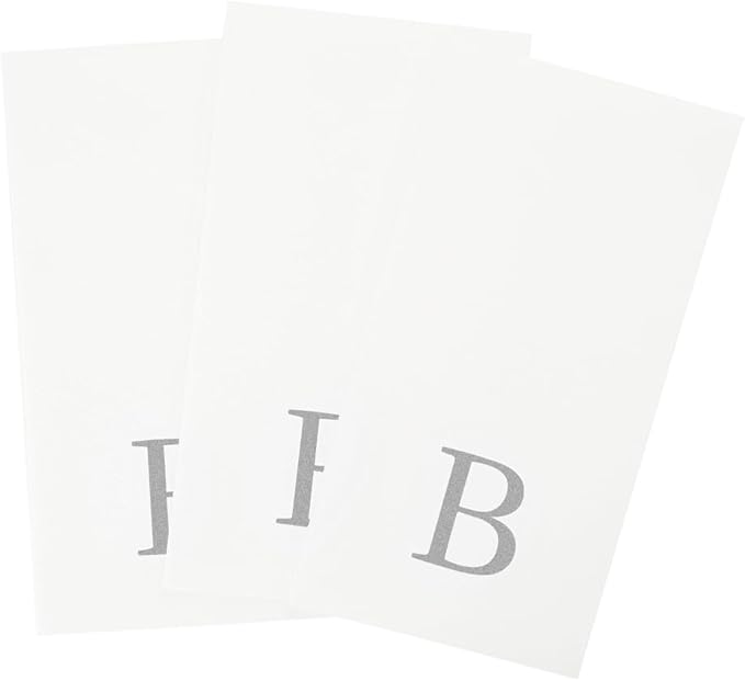 Luxenap 15.8 X 7.9 Inch Linen-Feel Guest Towels, 50 Lettered Hand Towels - Silver Letter 'B', Sans Serif Font, White Paper Dinner Napkins, airlaid, For Restrooms And Tables - Restaurantware