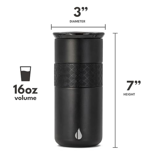 Artisan 16oz Inner Ceramic Coating Tumbler Triple Wall Coffee Mug (16 Ounces / Black (Ceramic Coating))