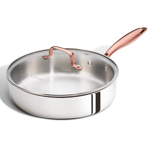 10" Tri Ply Stainless Steel Deep Frying Pan with Lid