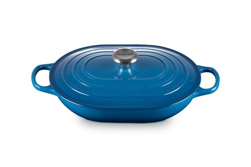 Enameled Cast Iron Oval Casserole with Lid
