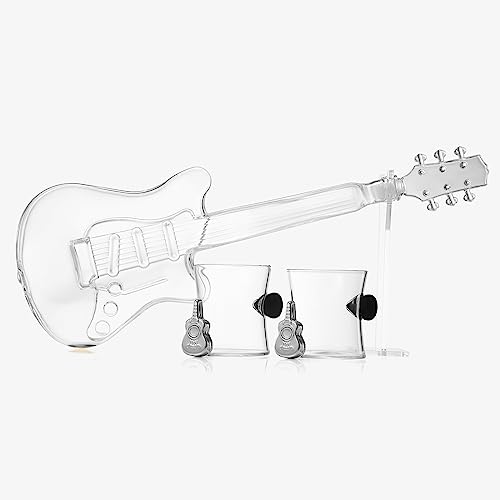 Electric Guitar Whiskey & Wine Decanter with 2 Pick Whiskey Glasses