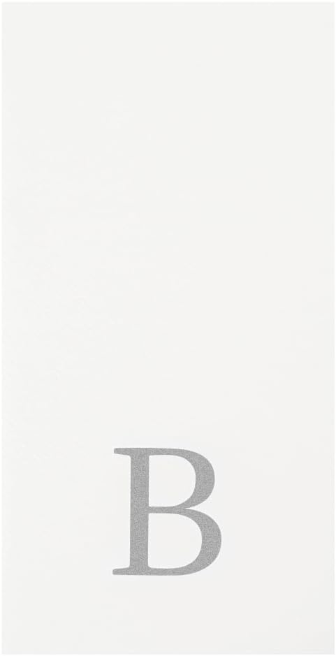 Luxenap 15.8 X 7.9 Inch Linen-Feel Guest Towels, 2000 Lettered Hand Towels - Silver Letter 'B', Sans Serif Font, White Paper Dinner Napkins, airlaid, For Restrooms And Tables - Restaurantware
