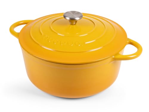Enamelled Cast Iron Dutch Oven Pot with Lid 6.4 Quart Non Stick Casserole Pot