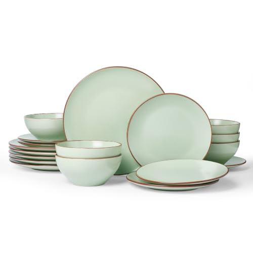 Venus Ceramic Plates and Bowls Sets (Light Green / Serves 6 (18pc))