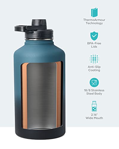 Half Gallon Water Jug Insulated Stainless Steel (64 Ounces / Indigo Crush)