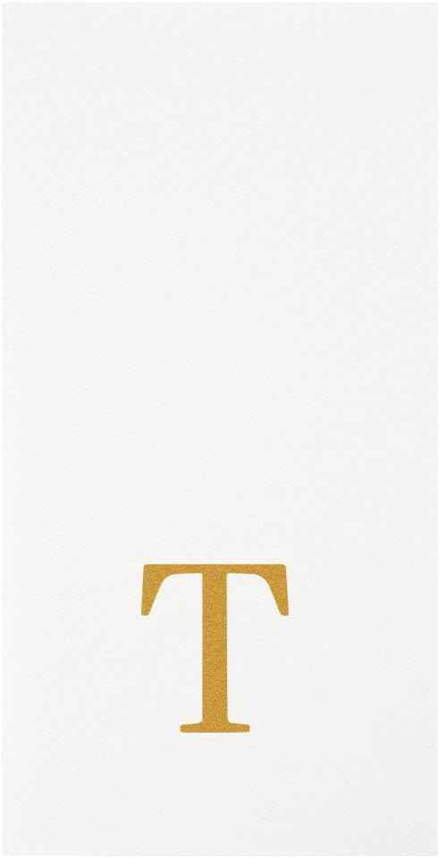 Luxenap 15.8 X 7.9 Inch Linen-Feel Guest Towels, 2000 Lettered Hand Towels - Gold Letter 'T', Sans Serif Font, White Paper Dinner Napkins, airlaid, For Restrooms And Tables