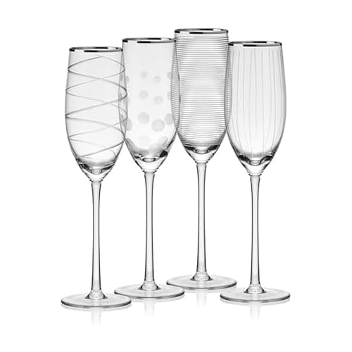 Cheers Set of 4 Platinum Rim Champagne Flutes