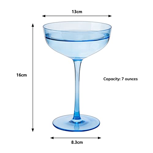 Ocean Blue Champagne Coupe Glasses Set of 4 (4 Count)
