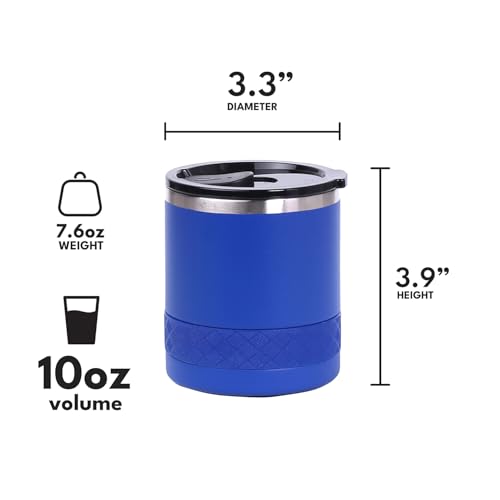 Recess Lowball 10oz Stainless Steel Tumbler Whiskey Glass w (10 Ounces / Royal Blue)