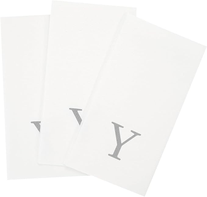 Luxenap 15.8 X 7.9 Inch Linen-Feel Guest Towels, 2000 Lettered Hand Towels - Silver Letter 'Y', Sans Serif Font, White Paper Dinner Napkins, airlaid, For Restrooms And Tables - Restaurantware