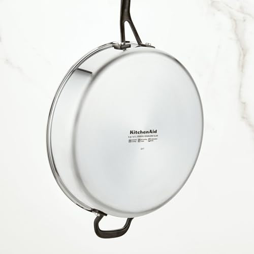 5 Ply Clad Polished Stainless Steel Saute Pan with Lid