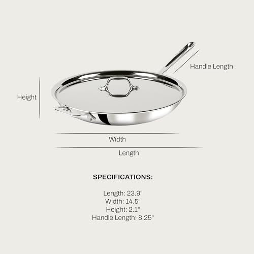 D3® Stainless Steel 14 inch Frying Pan Covered