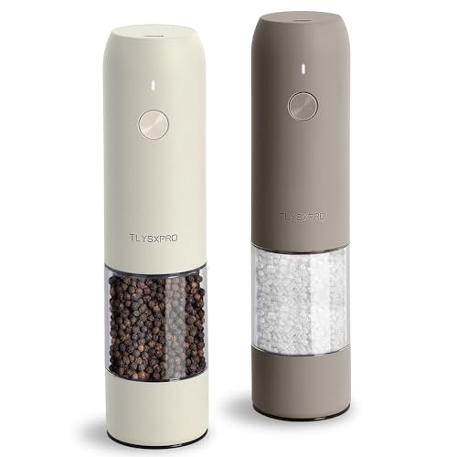 Electric Salt and Pepper Grinder Set (Greige&Buttercream)