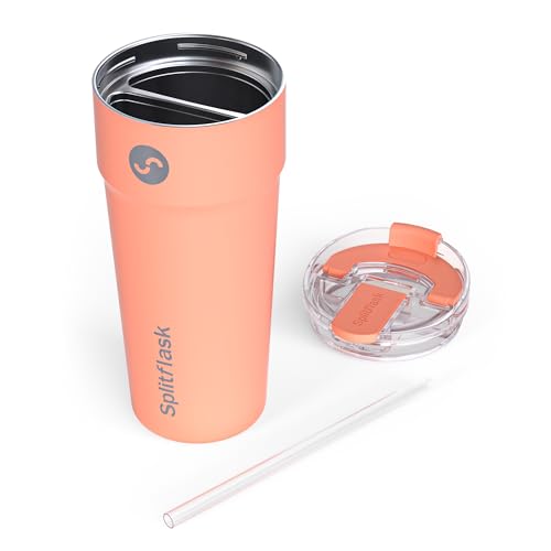 Stainless Steel Insulated Tumbler Cup with Straw & Sip Lid (Orange)