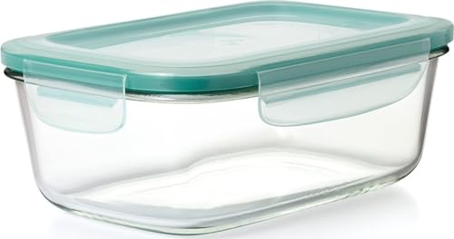 Good Grips 8 Cup Smart Seal Airtight Glass Rectangle Container (Teal)