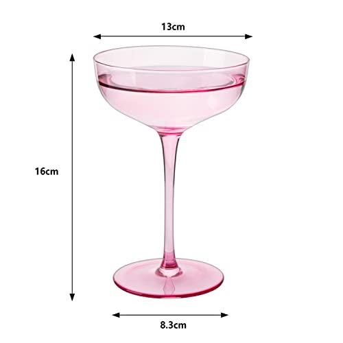 Luxury Pink Blush Crystal Coupe Cocktail Glasses Set of 4 (4 Count)