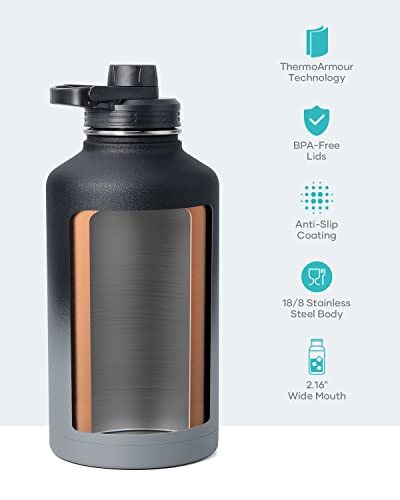 Half Gallon Water Jug Insulated Stainless Steel (64 Ounces / Shadow)