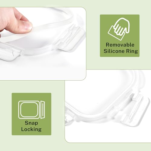 8 Pack Glass Food Storage Containers with Snap Locking Lids for Meal Prep (White / 8 Pack)