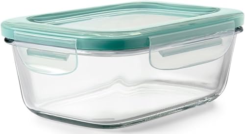 Good Grips 3.5 Cup Smart Seal Airtight Glass Rectangle Food Storage (Teal)