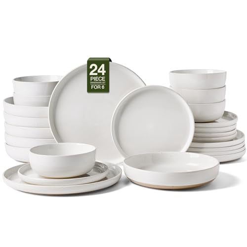 Milkyway 24 Piece Dinnerware Set with Pasta Bowls (White / Service for 6 (Include Pasta Bowls))