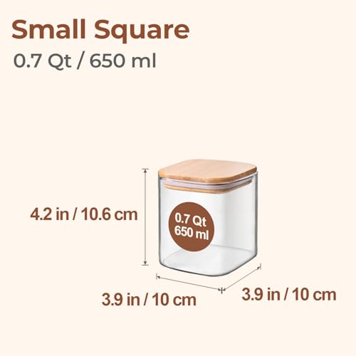 Square Glass Containers with Lids 0.7 Qt (0.7 qt x 4)
