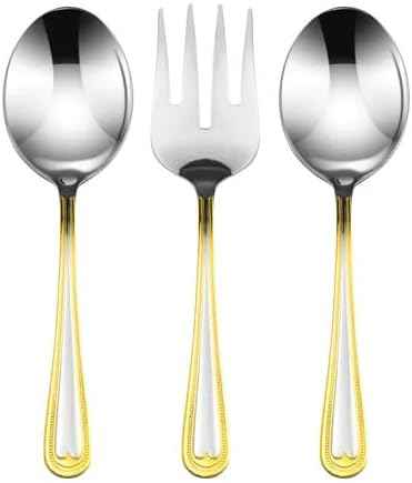 75-Pc Luxury Flatware Set for 12 w/Storage Case 24K Gold Premium Dining Cutlery Service - 18/10 Surgical Stainless Steel Silverware Hostess Serving Set in a Chest (Madison II)