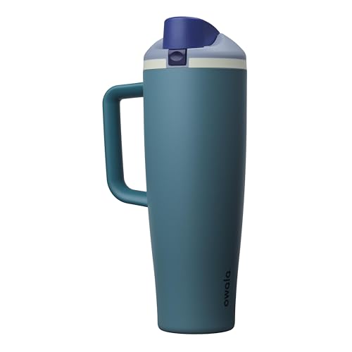 FreeSip Tumbler Insulated Stainless Steel Water Bottle with Built (Denim / 40 Ounces)