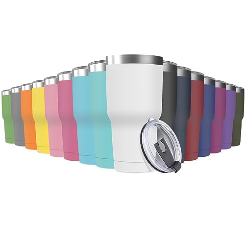 30oz Stainless Steel Travel Mug with Lid (Assorted Colors / 16 Count (Pack of 1))