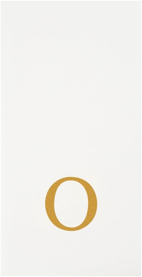 Luxenap 15.8 X 7.9 Inch Linen-Feel Guest Towels, 2000 Lettered Hand Towels - Gold Letter 'O', Sans Serif Font, White Paper Dinner Napkins, airlaid, For Restrooms And Tables