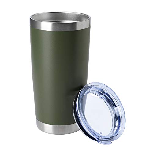 20oz Tumblers Bulk Stainless Steel Cup with Lid Double Wall Vacuum Insulated Coffee Mug for Cold & Hot Drinks 1 Pack (Army Green-A / 1 Count (Pack of 1))