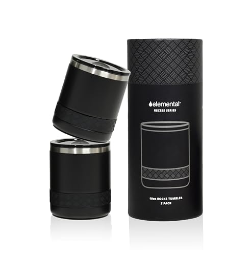 Recess Lowball Tumbler Set of 2 (10 Ounces / Black(Pack of 2))