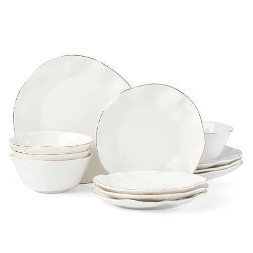 Blue Bay White Porcelain 12 (12-Piece Dinnerware Set, White)