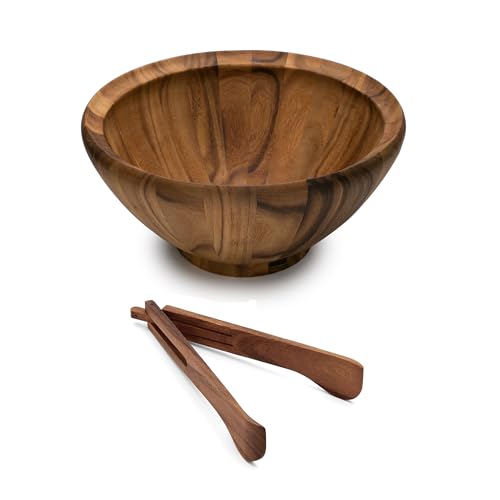 Acacia Wood Salad Bowl (16" Salinas Salad Bowl and Spring Salad Tongs Set)