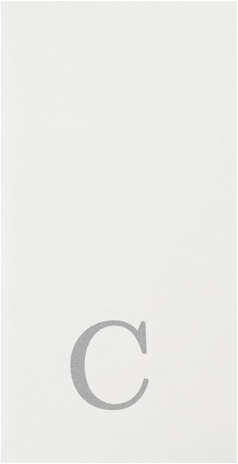 Luxenap 15.8 X 7.9 Inch Linen-Feel Guest Towels, 2000 Lettered Hand Towels - Silver Letter 'C', Sans Serif Font, White Paper Dinner Napkins, airlaid, For Restrooms And Tables - Restaurantware