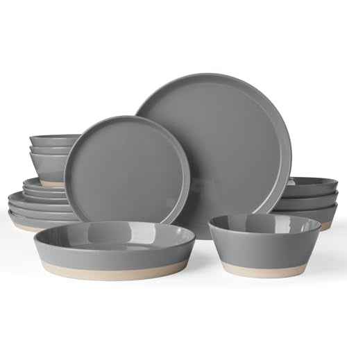 Saturn Stoneware Dinnerware Set with Pasta Bowl (16 Count)