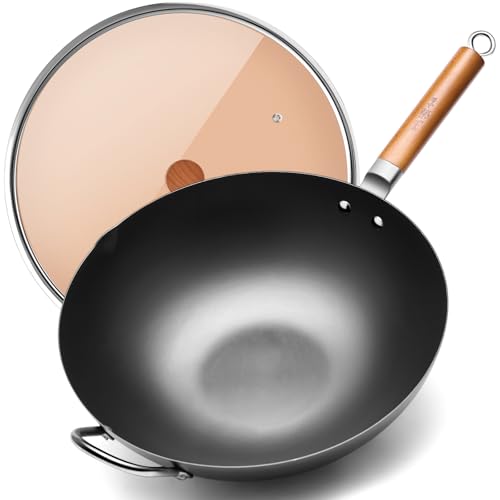14.2" Carbon Steel Wok with Lid (14.2")