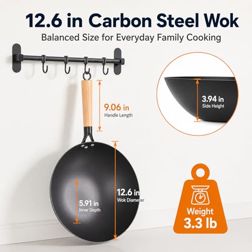 12.6" Carbon Steel Wok Pan (12.61 inch)