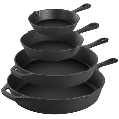 13 Piece Pre Seasoned Cast Iron Skillet Set with Temperd Glass Lids and Silicone Holders (Multi / 13 Piece Skillet Set)